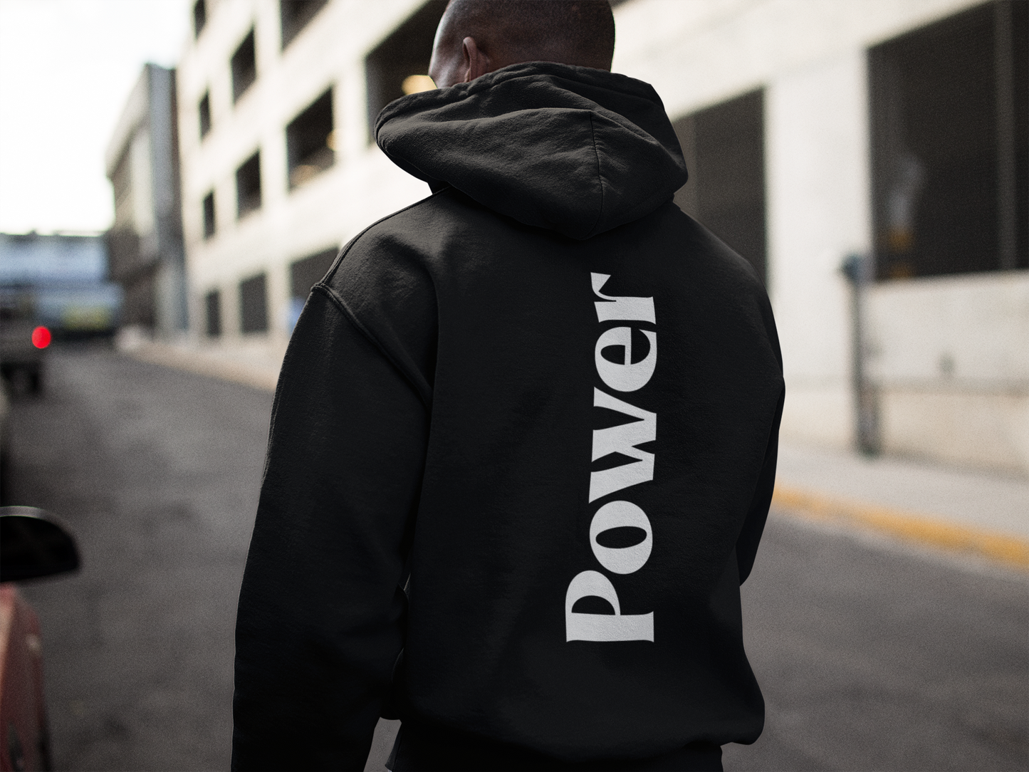 Graphic Text Back Print 'POWER'  Hoodie in BLACK for Men: Unleash Your Inner Strength