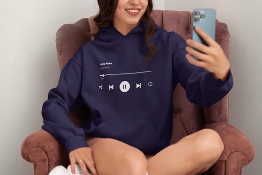 Custom Personalized 'SONG' Playlist Hoodie in NAVY BLUE