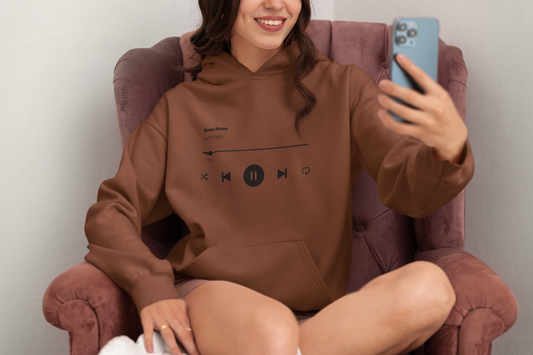 Custom Personalized 'SONG' Playlist Hoodie in BROWN