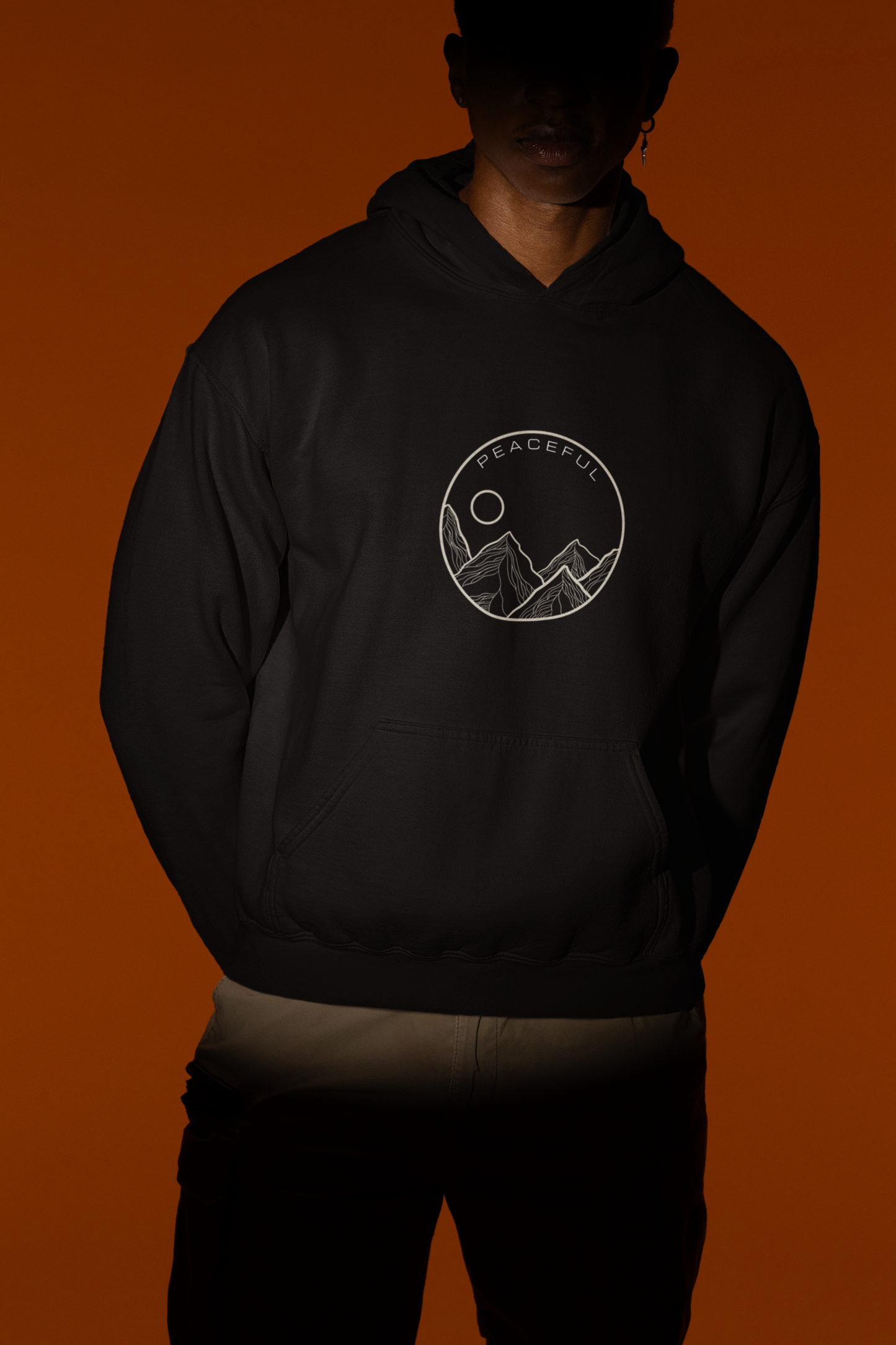 Unisex BLACK Hoodie with Peaceful Print: Embrace Calm and Comfort