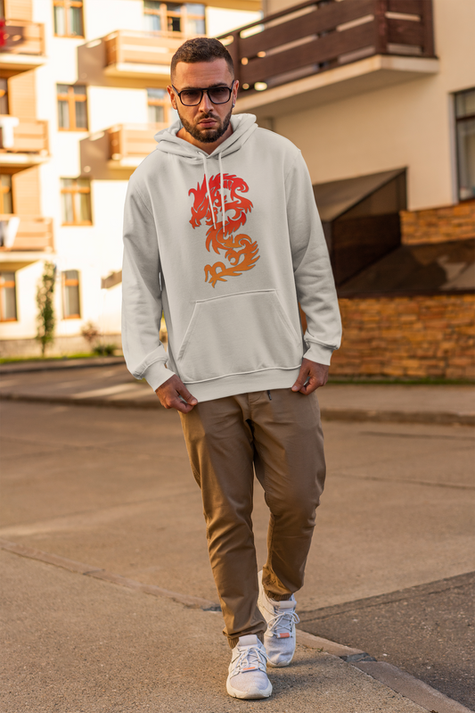 Gradient DRAGON Print Hoodie in OFF WHITE for Men: Fierce, Bold, and Dynamic