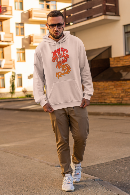 Gradient Dragon Print Hoodie in PEACH for Men: Fierce, Bold, and Dynamic