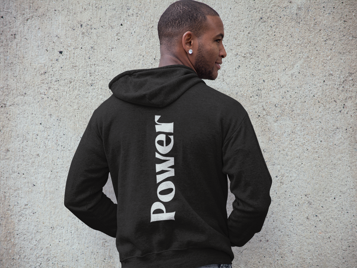 Graphic Text Back Print 'POWER'  Hoodie in BLACK for Men: Unleash Your Inner Strength