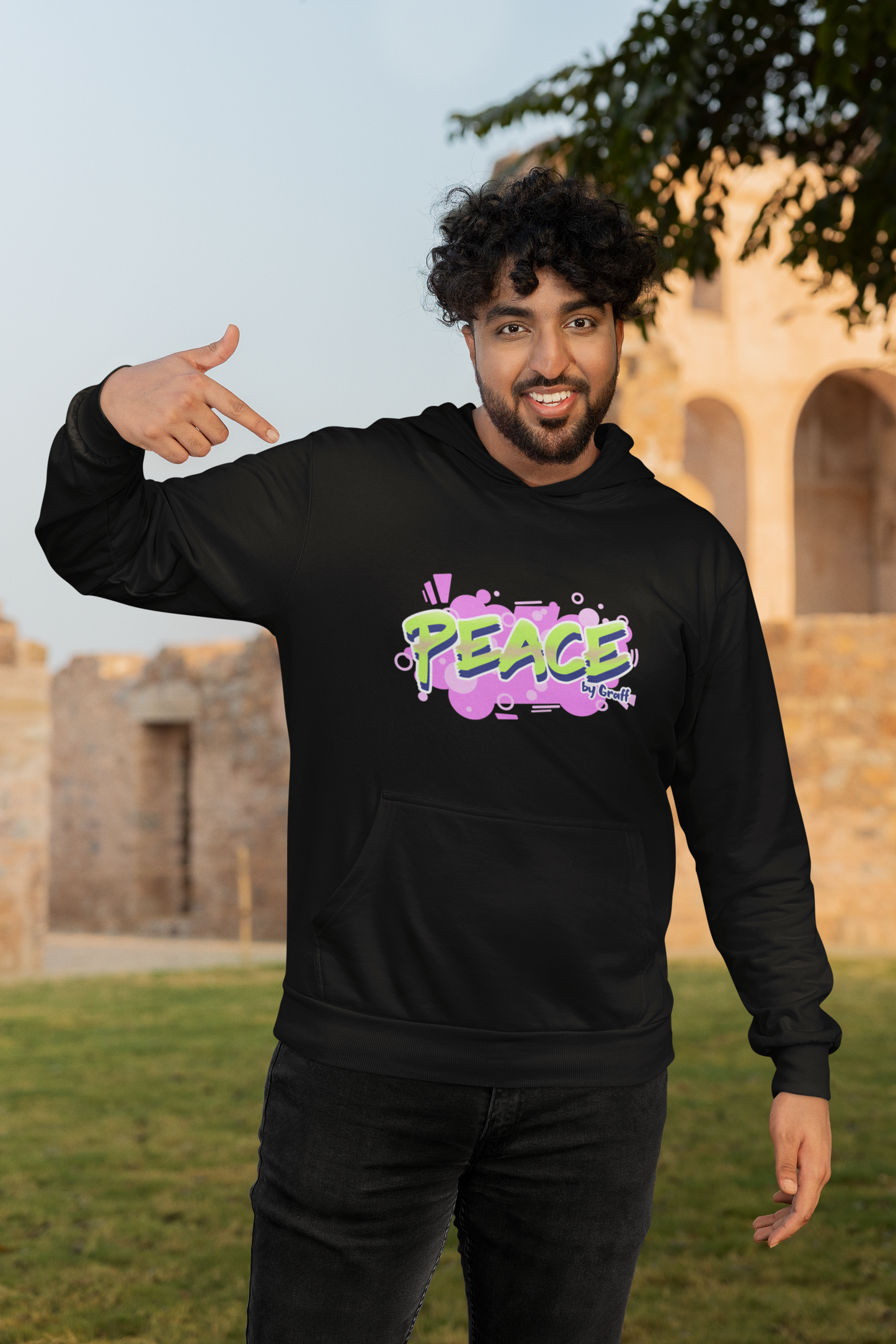 Black 'PEACE' Hoodie