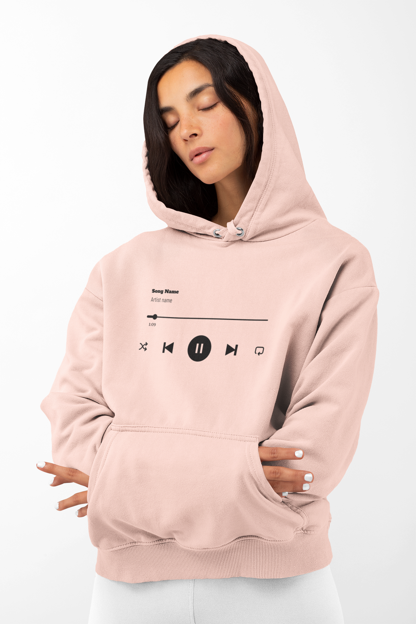 Custom Personalized 'SONG' Playlist Hoodie in PEACH