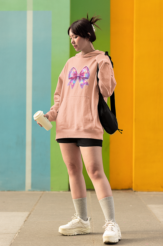 Colorful Bow Hoodie in PEACH  for Women: Playful, Stylish, and Bold