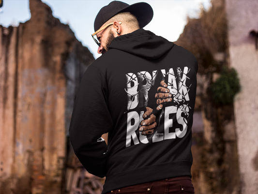 Stand out and Break the Mold with our 'BREAK RULES' print Hoodie